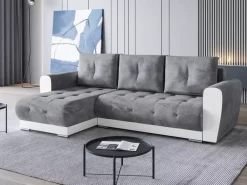 Meble Dla Dzieci|Meble Młodzieżowe></noscript>BROMARKT Szara rozkładana kanapa rogowa z funkcją spania DOMI