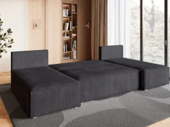 Narożniki>BROMARKT Szara rozkładana rogówka z funkcją spania i pojemnikiem TOP U SLIM