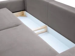 Meble Dla Dzieci|Kanapy I Sofy></noscript>LASKI Szara sofa do salonu z funkcją spania VELINA pojemnik na pościel