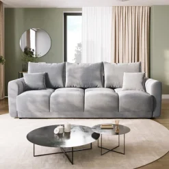 Kanapy I Sofy|Zestawy Mebli Do Przedpokoju></noscript>BROMARKT Szara sofa rozkładana do salonu NUBES