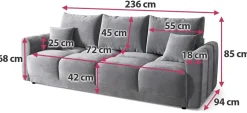Kanapy I Sofy|Zestawy Mebli Do Przedpokoju></noscript>BROMARKT Szara sofa rozkładana do salonu NUBES
