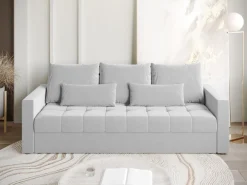 Meble Dla Dzieci|Meble Młodzieżowe></noscript>BROMARKT Szara sofa trzyosobowa z funkcją spania HOT pojemnik na pościel