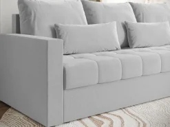 Meble Dla Dzieci|Meble Młodzieżowe></noscript>BROMARKT Szara sofa trzyosobowa z funkcją spania HOT pojemnik na pościel