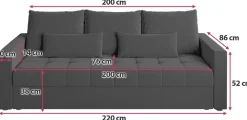 Kanapy I Sofy|Meble Dla Dzieci></noscript>BROMARKT Szara sofa z funkcją spania do salonu HOT pojemnik na pościel