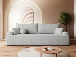 Meble Młodzieżowe|Kanapy I Sofy>BROMARKT Szara sofa z funkcją spania i pojemnikiem CARMELLO boucle