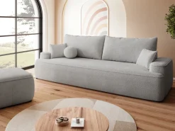 Meble Młodzieżowe|Kanapy I Sofy></noscript>BROMARKT Szara sofa z funkcją spania i pojemnikiem CARMELLO boucle