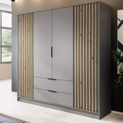 Meble Młodzieżowe|Zestawy Mebli Do Przedpokoju></noscript>PIASKI Szara szafa uchylna KELLY