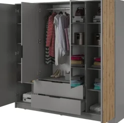 Zestawy Mebli Do Przedpokoju|Szafy Do Przedpokoju>PIASKI Szara szafa z lustrami KELLY