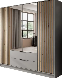 Meble Młodzieżowe>PIASKI Szara szafa z lustrami KELLY