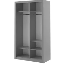 Zestawy Mebli Do Sypialni|Szafy Dwudrzwiowe>lenart. Szara szafa z półkami 120 cm drzwi przesuwne lustro ARTI szary
