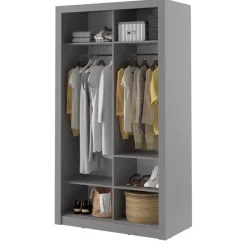 Zestawy Mebli Do Sypialni|Szafy Dwudrzwiowe></noscript>lenart. Szara szafa z półkami 120 cm drzwi przesuwne lustro ARTI szary