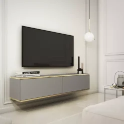 Zestawy Mebli Do Salonu|Szafki Rtv>PIASKI Szara szafka RTV 135 cm ORVIETO