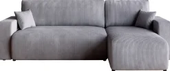 Meble Dla Dzieci|Meble Młodzieżowe></noscript>BROMARKT Szara sztruksowa kanapa narożna funkcją spania PUMI