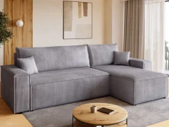 Meble Dla Dzieci|Meble Młodzieżowe>BROMARKT Szara sztruksowa kanapa narożna z funkcją spania ADI