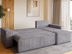 Meble Dla Dzieci|Meble Młodzieżowe>BROMARKT Szara sztruksowa kanapa narożna z funkcją spania ADI
