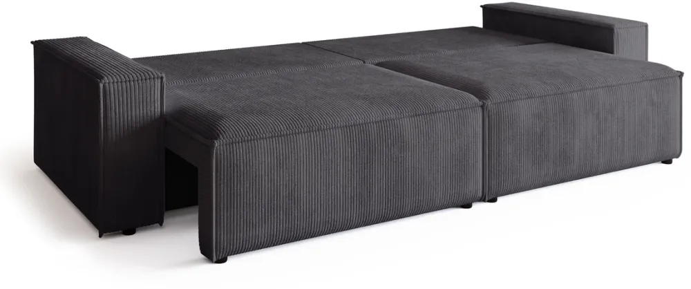 Kanapy I Sofy>BROMARKT Szara sztruksowa kanapa z funkcją spania i pojemnikiem na pościel ADI