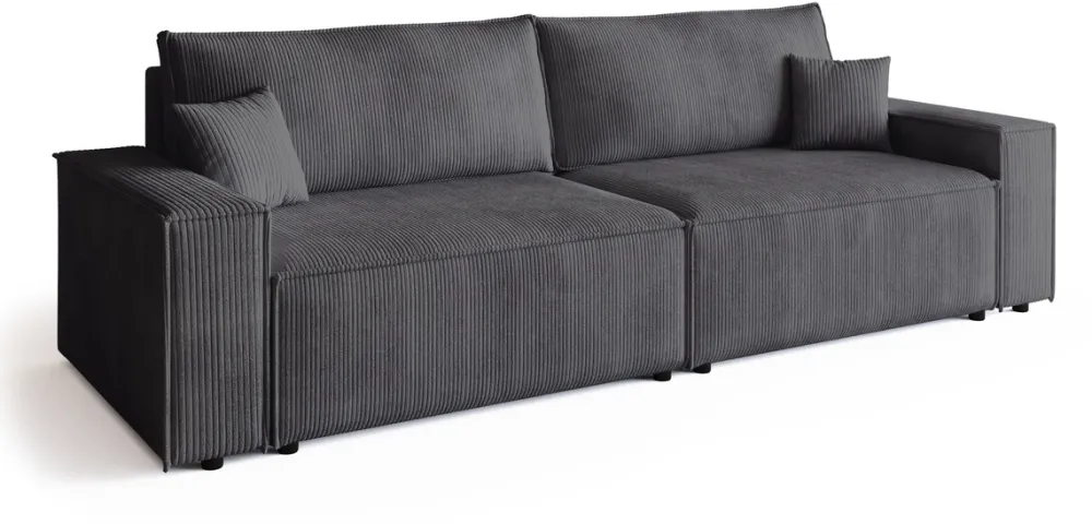 Kanapy I Sofy>BROMARKT Szara sztruksowa kanapa z funkcją spania i pojemnikiem na pościel ADI