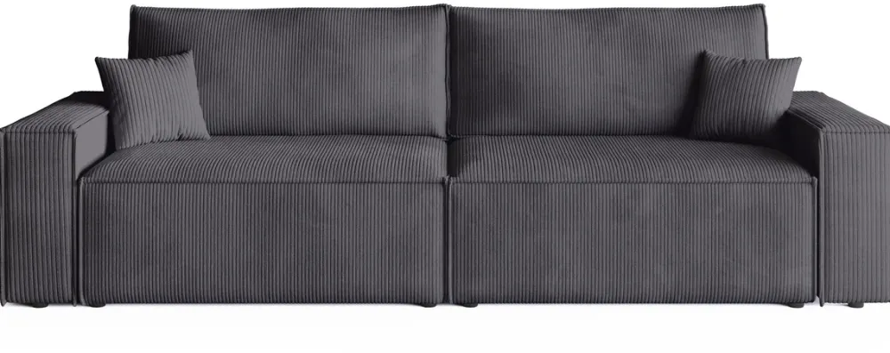 Kanapy I Sofy>BROMARKT Szara sztruksowa kanapa z funkcją spania i pojemnikiem na pościel ADI