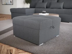 Meble Dla Dzieci|Meble Młodzieżowe></noscript>BROMARKT Szara tapicerowana pufa do salonu ze schowkiem HOT