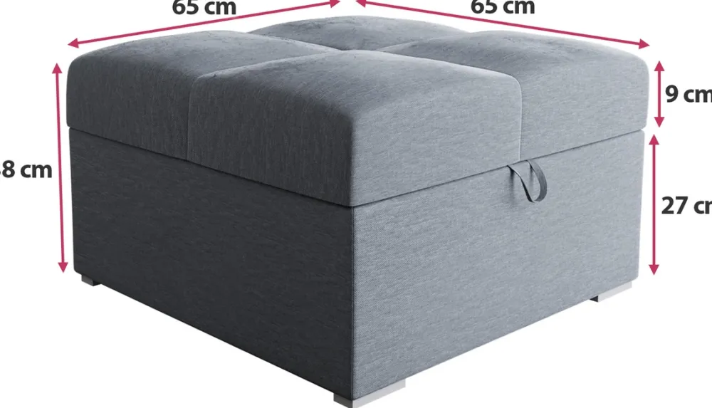 Meble Dla Dzieci|Pufy>BROMARKT Szara welurowa pufa ze schowkiem do salonu HOT