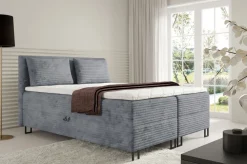 Łóżka Młodzieżowe|Łóżka Ze Stelażem></noscript>BROMARKT Szare dwuosobowe łóżko kontynentalne 140x200 cm z pojemnikiem TESSA