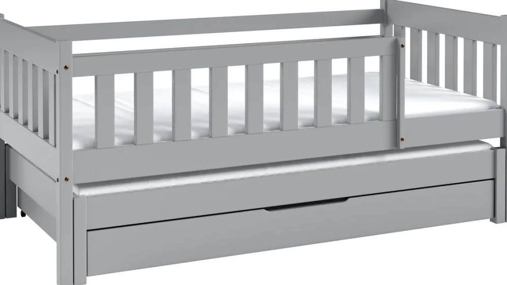 Łóżka Dziecięce|Łóżka Ze Stelażem>Meblomal Szare łóżko do pokoju dziecięcego w stylu skandynawskim 80x160 cm NEBULA szary