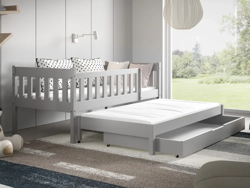 Łóżka Dziecięce|Łóżka Ze Stelażem>Meblomal Szare łóżko do pokoju dziecięcego w stylu skandynawskim 80x160 cm NEBULA szary