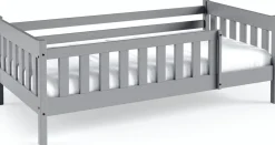 Meble Dla Dzieci|Łóżka Dziecięce>Meblomal Szare łóżko do pokoju dziecięcego z barierką i szufladą 80x160 cm NEBULA szary
