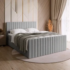 Łóżka Małżeńskie|Łóżka Ze Stelażem>BROMARKT Szare łóżko do sypialni 180x200 cm z pojemnikiem na pościel DREAM DUO