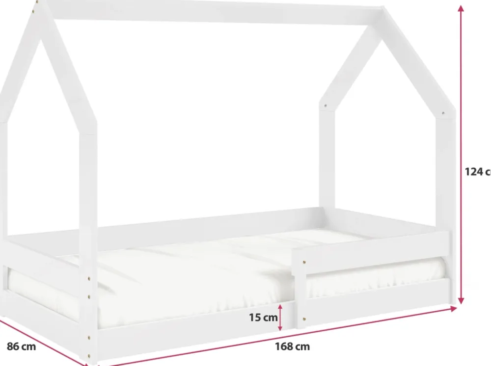 Łóżka Dziecięce|Łóżka Ze Stelażem>Meblomal Szare łóżko domek z drewna sosnowego do pokoju dziecięcego 80x160 cm MELANIA szary