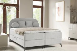 Łóżka Ze Stelażem|Łóżka Na Nóżkach></noscript>BROMARKT Szare łóżko dwuosobowe 160x200 cm kontynentalne do sypialni SERENO