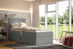 Łóżka Młodzieżowe|Łóżka Ze Stelażem></noscript>BROMARKT Szare łóżko kontynentalne 80x200 cm do pokoju dziecka MALIBU