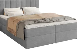 Łóżka Małżeńskie|Łóżka Ze Stelażem>BROMARKT Szare łóżko kontynentalne 180x200 cm DENVER pojemnik na pościel