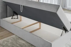 Łóżka Młodzieżowe|Łóżka Ze Stelażem></noscript>Riban Szare łóżko kontynentalne 120x200 cm tapicerowane jednoosobowe BALENO