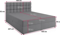 Łóżka Ze Stelażem|Łóżka Z Materacem></noscript>BROMARKT Szare łóżko kontynentalne 160x200 cm z pojemnikiem DAKOTA