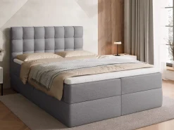 Meble Młodzieżowe|Łóżka Młodzieżowe></noscript>BROMARKT Szare łóżko kontynentalne 140x200 cm z pojemnikiem DETROIT