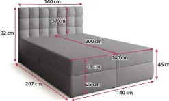 Meble Młodzieżowe|Łóżka Młodzieżowe></noscript>BROMARKT Szare łóżko kontynentalne 140x200 cm z pojemnikiem DETROIT