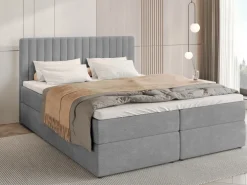 Meble Młodzieżowe|Łóżka Młodzieżowe></noscript>BROMARKT Szare łóżko kontynentalne 140x200 cm z pojemnikiem na pościel DREAM