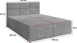 Meble Młodzieżowe|Łóżka Młodzieżowe></noscript>BROMARKT Szare łóżko kontynentalne 140x200 cm BOSTON pojemnik na pościel