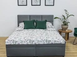 Meble Młodzieżowe|Łóżka Młodzieżowe></noscript>BROMARKT Szare łóżko kontynentalne 140x200 cm BOSTON pojemnik na pościel