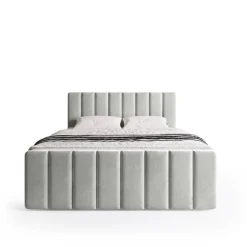 Meble Młodzieżowe|Łóżka Młodzieżowe></noscript>BROMARKT Szare łóżko kontynentalne 140x200 cm z pojemnikiem DENVER DUO