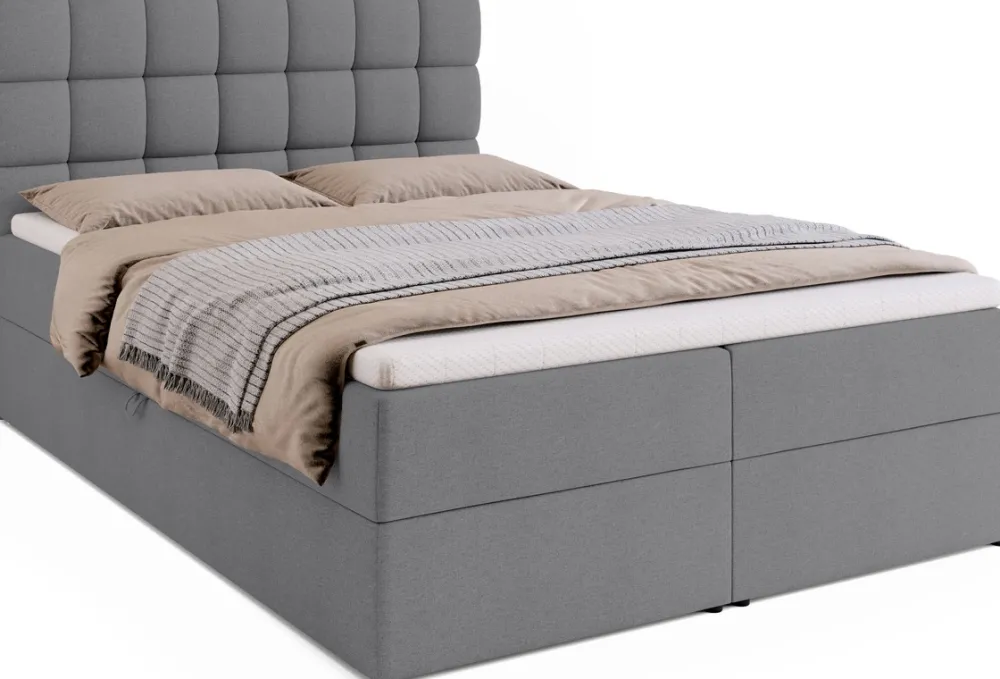 Meble Młodzieżowe|Łóżka Młodzieżowe>BROMARKT Szare łóżko kontynentalne 140x200 cm do sypialni DAKOTA