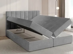 Łóżka Małżeńskie|Łóżka Ze Stelażem>BROMARKT Szare łóżko kontynentalne 160x200 cm DENVER pojemnik na pościel