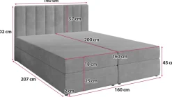 Łóżka Małżeńskie|Łóżka Ze Stelażem></noscript>BROMARKT Szare łóżko kontynentalne 160x200 cm DENVER pojemnik na pościel