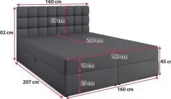 Łóżka Ze Stelażem|Łóżka Z Zagłówkiem></noscript>BROMARKT Szare łóżko kontynentalne 160x200 cm z pojemnikiem DAKOTA