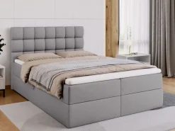 Meble Młodzieżowe|Łóżka Młodzieżowe></noscript>BROMARKT Szare łóżko kontynentalne z pojemnikiem 140x200 cm DAKOTA