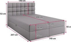 Meble Młodzieżowe|Łóżka Młodzieżowe></noscript>BROMARKT Szare łóżko kontynentalne z pojemnikiem 140x200 cm DAKOTA