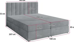 Łóżka Małżeńskie|Łóżka Ze Stelażem></noscript>BROMARKT Szare łóżko kontynentalne z pojemnikiem na pościel 180x200 cm DENVER