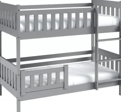 Meble Dla Dzieci|Meble Młodzieżowe>Meblomal Szare łóżko piętrowe z barierką do pokoju dziecięcego 80x160 cm LUMISLE szary