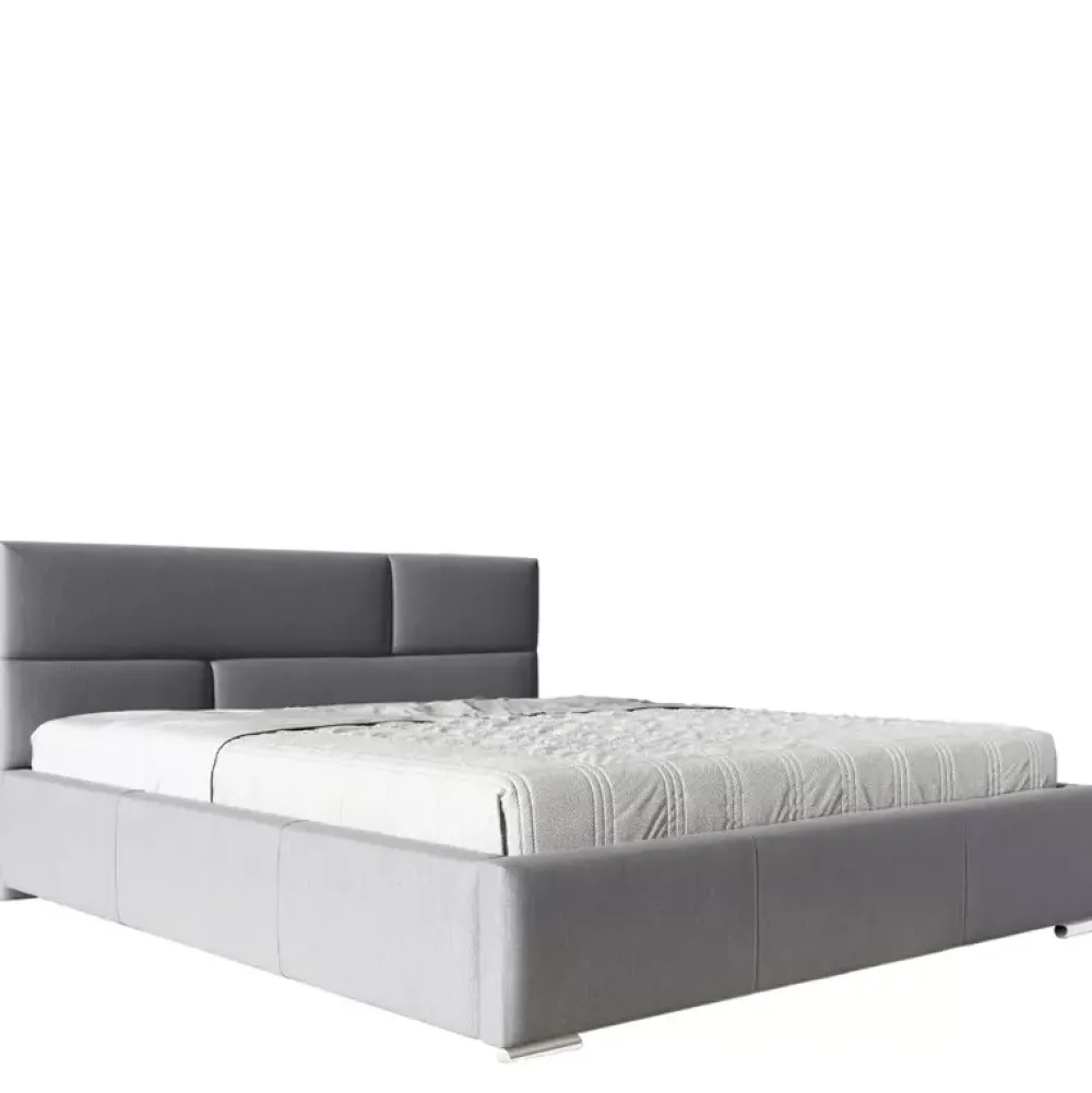 Łóżka Młodzieżowe|Łóżka Z Zagłówkiem>Gruszka Szare łóżko tapicerowane 140x200 AMMAN